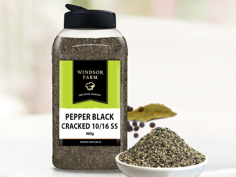 Pepper Black Cracked 10/16 SS 460g Jar Pepper Black Cracked 10/16 SS 460g Jar